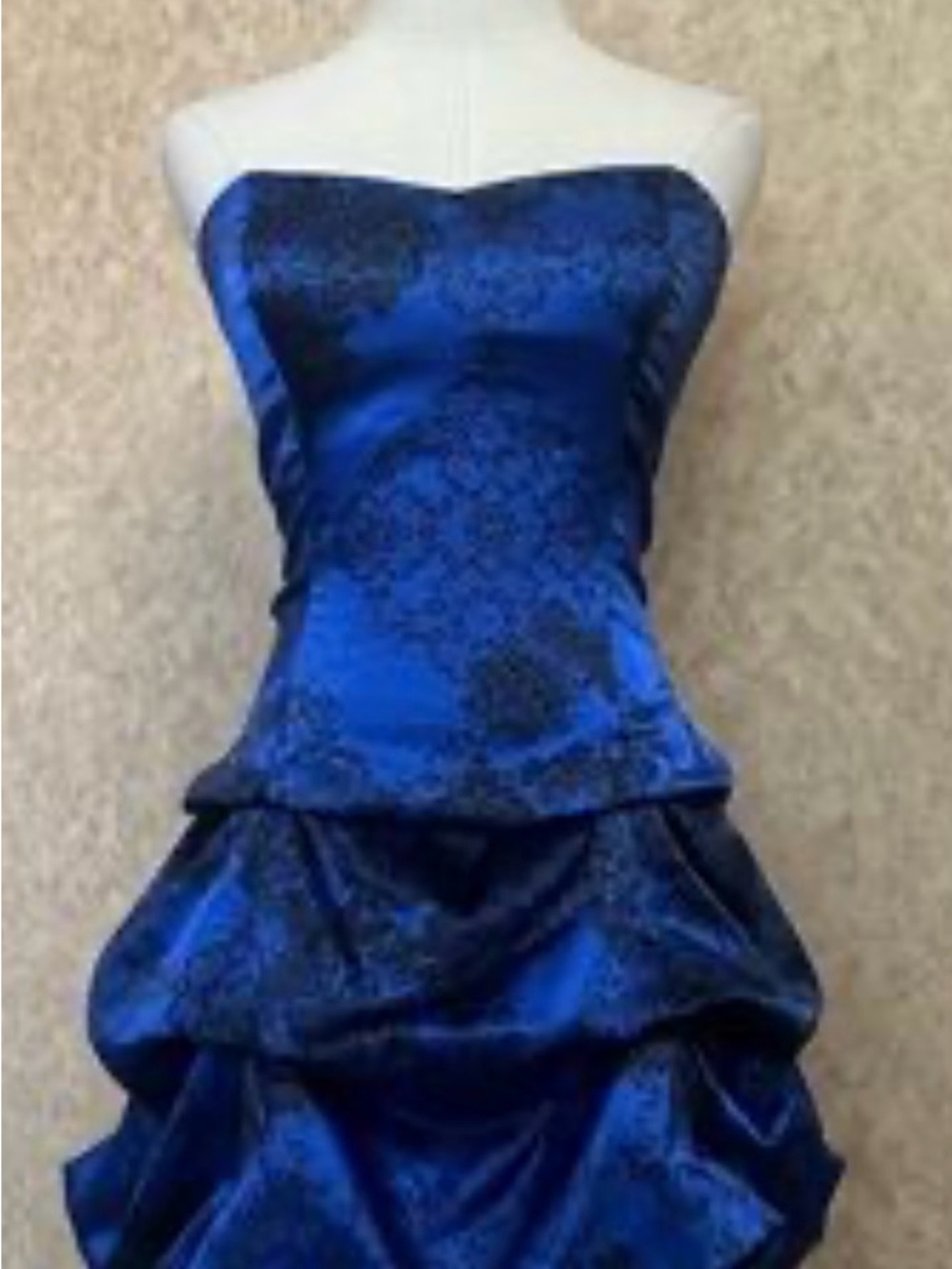 le chateau Strapless Sapphire Blue Cocktail Dress